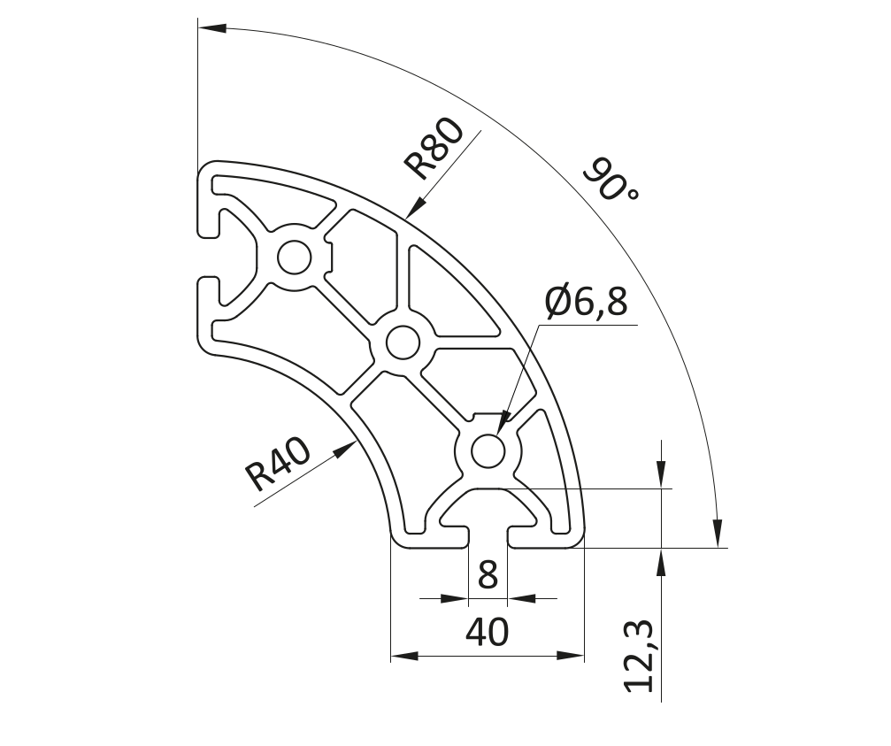 Profil aluminiowy R40/80-90° [8]